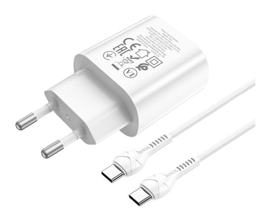 Сетевая зарядка Hoco N22 25W USB-C + USB-C to USB-C cable 1.0m белая