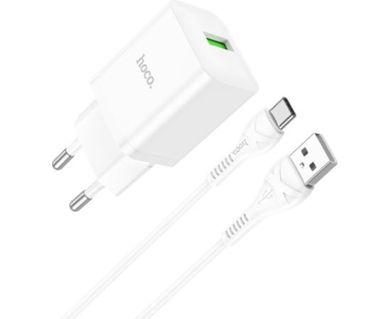 Charger Hoco N26 18W USB-A + USB-A to USB-C cable 1.0m white