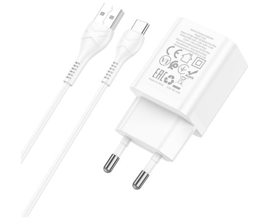 Charger Hoco N26 18W USB-A + USB-A to USB-C cable 1.0m white