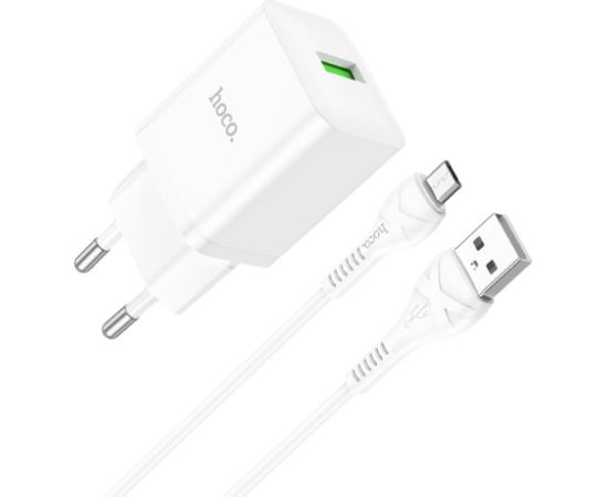 Charger Hoco N26 18W USB-A + USB-A to MicroUSB cable 1.0m white