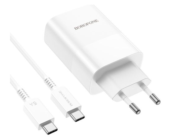 Сетевая зарядка Borofone BN10 65W GaN USB-C/USB-A + USB-C to USB-C cable 1.0m белая