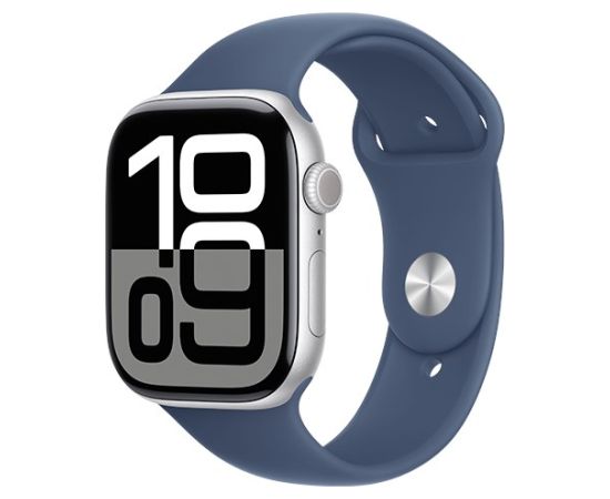 Watch Apple Watch Series 10 GPS 46mm Silver Aluminium Case with Sport Band S/M - Denim