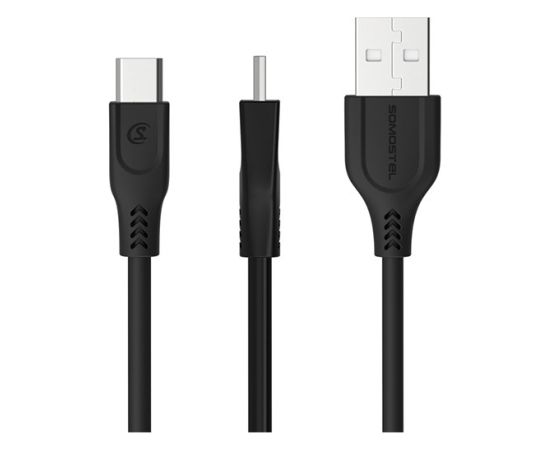 CABLE USB TYPE-C 3.1A SOMOSTEL SMS-BT02 3100mAh QUICK CHARGER QC 3.0 POWERLINE BLACK 2M