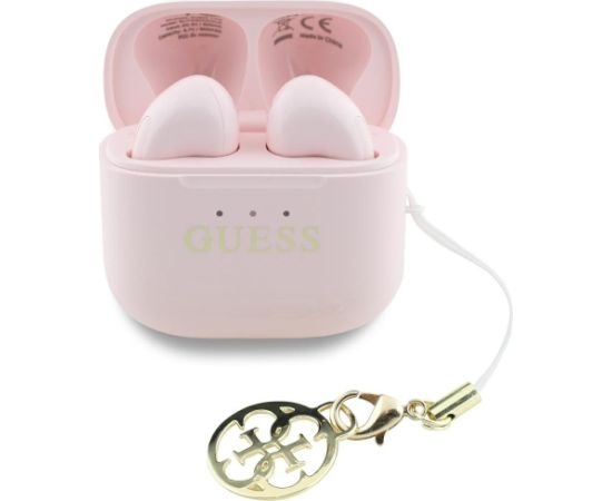 Guess Glossy Effect Printed Classic Logo & Charm Roze Bezvadu Austiņas