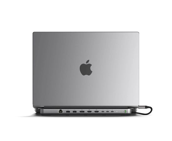 Satechi Dual Dock Stand MacBook  USB-C (USB-C PD 75W, 2x USB-C 5Gbps i 10 Gbps, 2x HDMI 2.0, 1x DisplayPort 1.4, 2x USB-A 5Gbps i 10 Gbps, Gigabit Ethernet, 1x M.2 SATA/NVMe SSD Port)