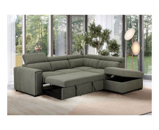 Corner sofa bed ODELIA-2 RC, light green