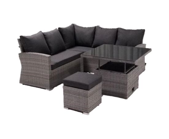 Garden furniture set SAMUEL table, corner sofa and ottoman