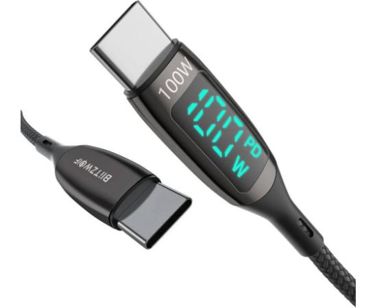 USB-C to USB-C cable BlitzWolf BW-TC23, with display, 100W, 0.9m (black)