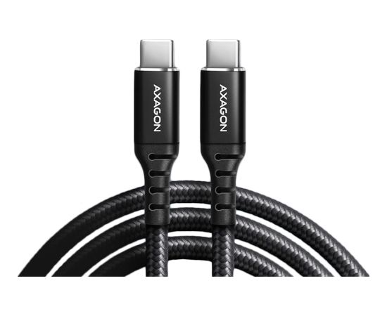 Axagon Data and charging USB 2.0 cable length 2 m. PD 60W, 3A. Black braided.