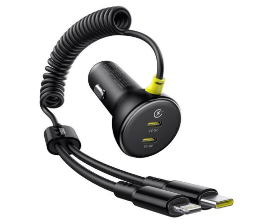 60W Baseus USB-C car charger + Lightning cable (Black)