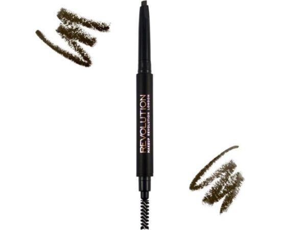 Makeup Revolution Duo Brow Definer Kredka do brwi + szczoteczka Dark Brown 1szt