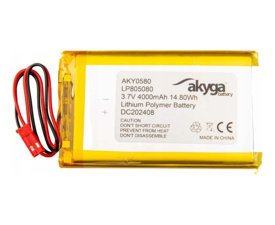 Akumulator Li-Po LP805080 Akyga AKY0580 3.7V / 4000mAh PCM złącze JST 2-Pin 150mm