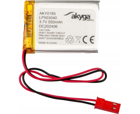 Akumulator Li-Po LP503040 Akyga AKY0185 3.7V / 550mAh PCM złącze JST 2-Pin 150mm