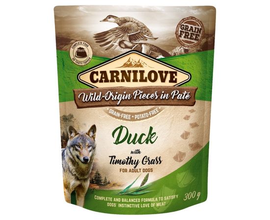 CARNILOVE Dog Pouch Duck & timothy grass - wet dog food - 300g