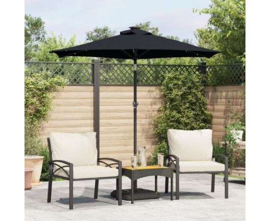 vidaXL vidaXL Parasol ogrodowy LED, stalowy słupek, czarny, 225x225x212 cm