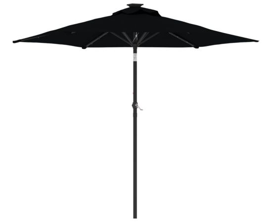 vidaXL vidaXL Parasol ogrodowy LED, stalowy słupek, czarny, 225x225x212 cm