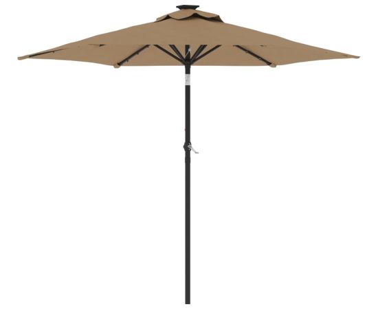 vidaXL vidaXL Parasol ogrodowy LED, stalowy słupek, taupe, 225x225x212 cm