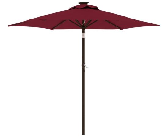 vidaXL vidaXL Parasol ogrodowy LED, stalowy słupek, bordowy, 225x225x212 cm