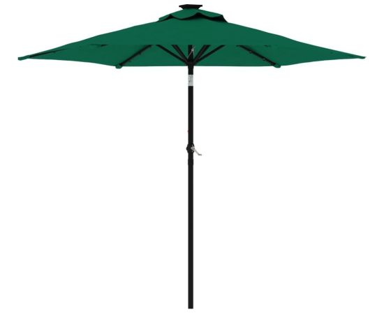 vidaXL vidaXL Parasol ogrodowy LED, stalowy słupek, zielony, 225x225x212 cm