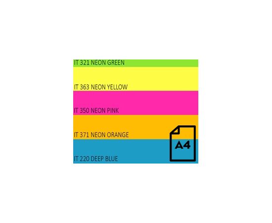 Color Neon paper Double A, 75g, A4, 500 sheets, Rainbow 4, 5 Neon Colors