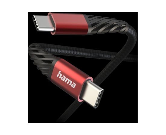 Hama 00201542 Extreme Charging Cable, USB-C - USB-C 1.5m Nylon black/red