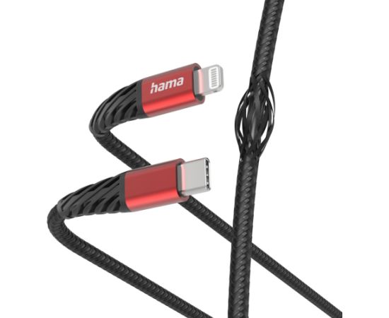 Hama 00201541 Extreme Charging Cable USB-C - Lightning 1.5m Nylon black/red