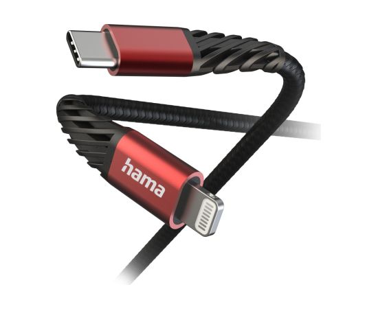 Hama 00201541 Extreme Charging Cable USB-C - Lightning 1.5m Nylon black/red