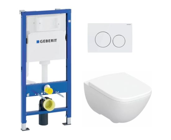 Geberit komplekts - pods ar QR/SC vāku Modo rimfree, rāmis Duofix Basic Delta un taustiņš Delta20 (balts)