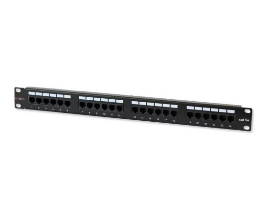 TechlyPro Patch panel 19'' 1U UTP 24 ports RJ45 Cat5e T568A/B black