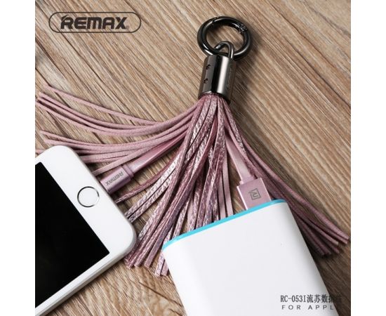 Remax RC-053i Dizaina Atsēgu piekariņš ar Apple Lightning Datu & Uzlādes Kabeli (MD818) Melns