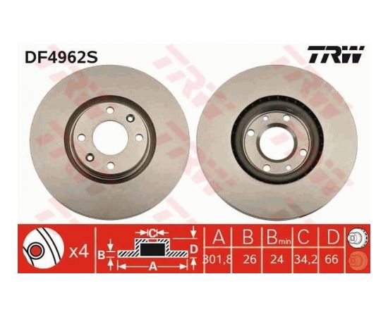 TRW Bremžu disks DF4962S