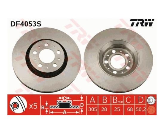 TRW Bremžu disks DF4053S