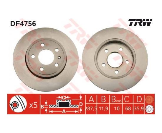 TRW Bremžu disks DF4756