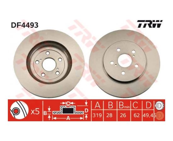 TRW Bremžu disks DF4493