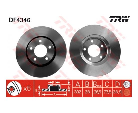 TRW Bremžu disks DF4346