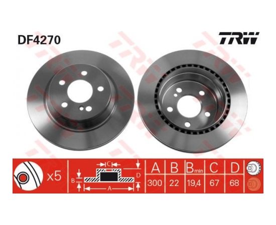 TRW Bremžu disks DF4270