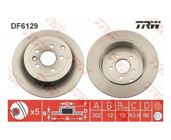 TRW Bremžu disks DF6129