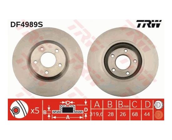 TRW Bremžu disks DF4989S