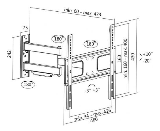 LOGILINK -  TV Sienas stiprinājums , 32-55'', max. 50 kg