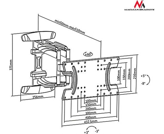 Maclean MC-804 TV holder OLED 32 ''-65'' compatible with LG OLED max VESA 400x20