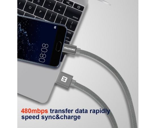 Swissten Textile Universāls Quick Charge 3.1 USB-C Datu un Uzlādes Kabelis 1.2m Rozā