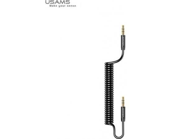 Usams US-SJ256 Premium Spirāles kabelis Aux Ligzdas 3.5mm spraudnis uz 3.5mm spraudni 1.2m Melns