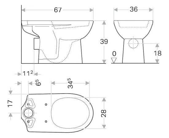 Geberit Selnova WC apakša ar horizontālu izvadu