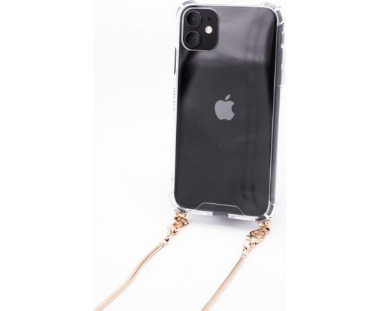 Evelatus iPhone X/XS Silicone TPU Transparent with Necklace Strap  Gold