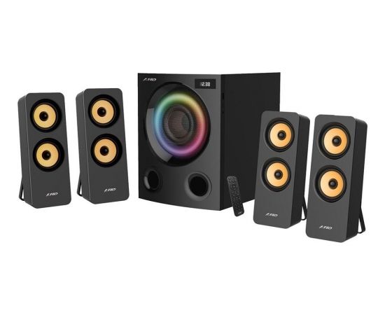 Fenda Multimedia Speakers F&D F7700X 4.1 (Subwoofer driver: 5.25”*2pcs / Satellite driver: 2.5”*8pcs) BT 5.0/AUX/FM/USB/OPTICAL, Remote control, LED Display, Multicolor LED Lighting, 80W