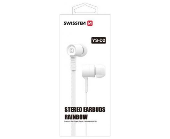 Swissten Earbuds Rainbow YS-D2 Stereo Austiņas ar Mikrofonu 3,5mm / 1.2m Baltas