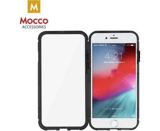 Mocco Double Side Case 360 Двухсторонний Чехол из Алюминия для телефона с защитным стеклом для Apple iPhone 6 Plus / 6S Plus Прозрачный - Черный