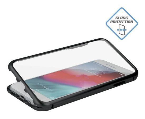 Mocco Double Side Case 360 Двухсторонний Чехол из Алюминия для телефона с защитным стеклом для Apple iPhone 6 Plus / 6S Plus Прозрачный - Черный
