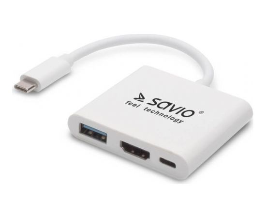 Savio Multimedia Adapter Type-C to HDMI (4K @ 30Hz, 1080P @ 60Hz) + USB 3.0 белый