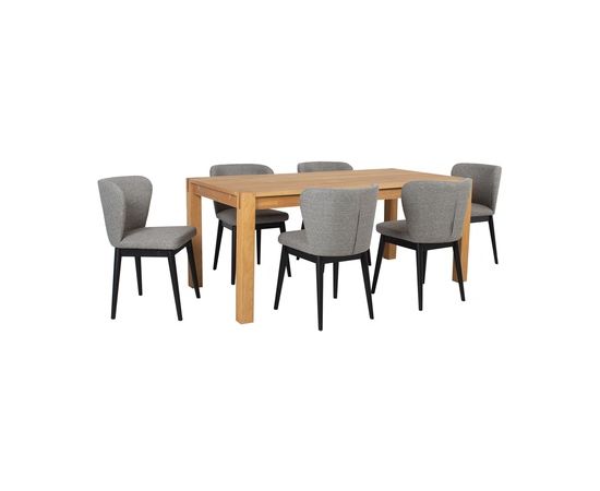 Dining set CHICAGO NEW with 6-chairs (18103) solid wood / MDF with natural oak veneer, oiled